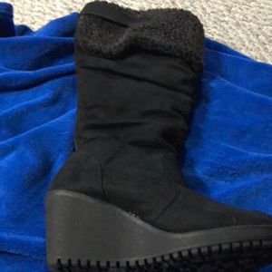 Black Suede wedge boots